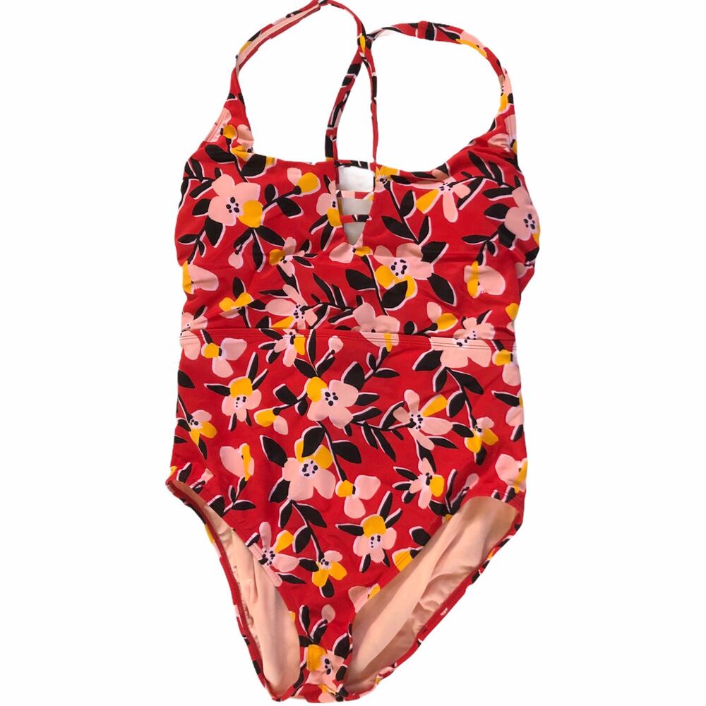 Beach Betty By Miracle Brands Medium Red Floral Swim One Piece Swimsuit #SW